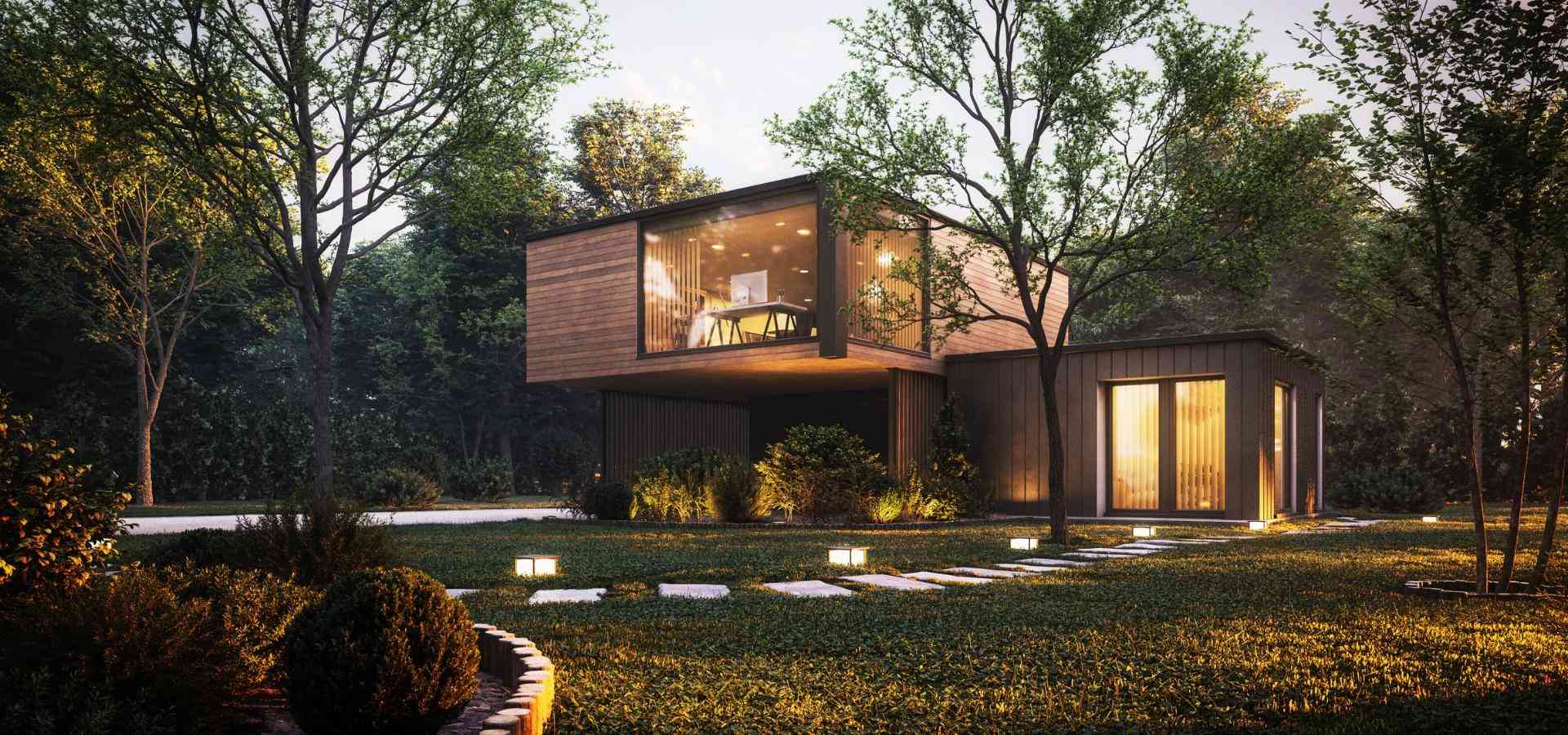 nowoczesny drewniany domek